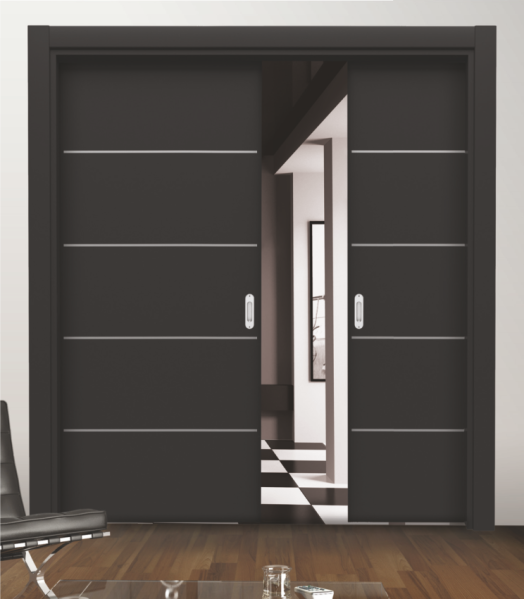 BY-151B Porte intérieure coulissante 2 vantaux Placage pvc ou Laqué